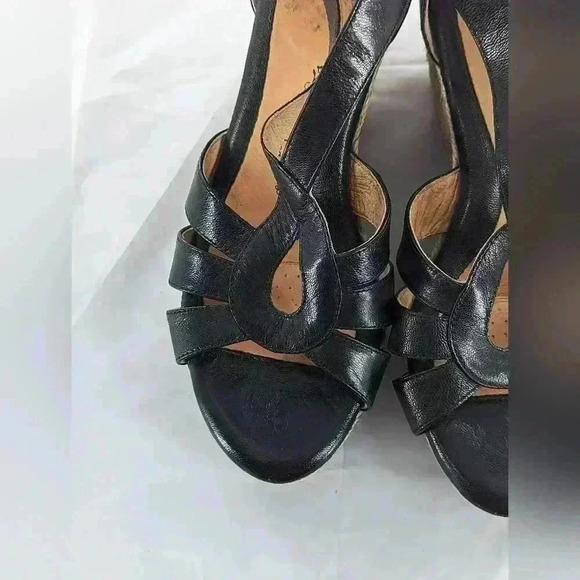 Sofft Strappy Wedge Sandals Black Leather Upper Comfort Shoes Size  5W - Picture 6 of 14